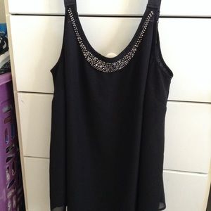 Black sheer formal tank blouse